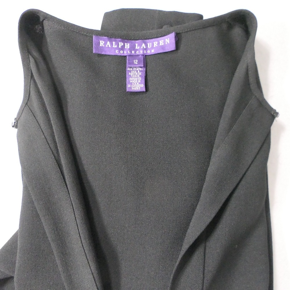 Ralph Lauren Purple Label Womens Blouse 12 Black Long Sleeve Minimalist Simple - Picture 2 of 15
